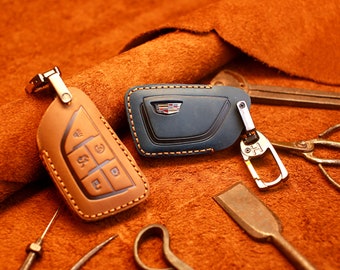 Leather Car Key Case Key Cover Keychain suit for 2015-2018 Cadillac Escalade Remote 6 Button Key Fob Cover for Men and Women Leather Car Key Case Key Cover Keychain suit for 2015-2018 Cadillac Escalade Remote 6 Button Key Fob Cover for Men and Women
