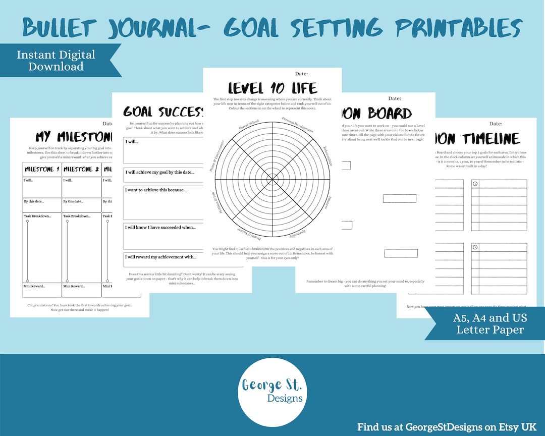 Bullet Journal Goal Setting Bundle Printable Bullet Journal - Etsy