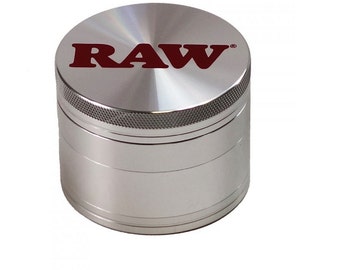 Herb Grinder RAW Aluminium, 4-Piece Grinder with Spatula Tobacco Smoke Grinder