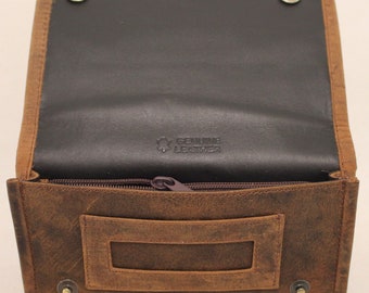 Quality Full Grain Vintage Leather Tobacco Pouch Brown