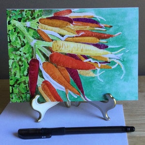Regenbogen Karotten, 5 x 7 Zoll gedruckt Notecard, Gemüse, gelb, orange, rot, danke, denken Sie, alle Gelegenheit Karte, Feinschmecker Dekor