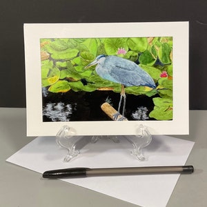 HERON CARDS 5 Card Collection, Photo Prints of Original Art, Mounted on 5x7 Cards, All Occasion Greetings, Could be Framed image 5