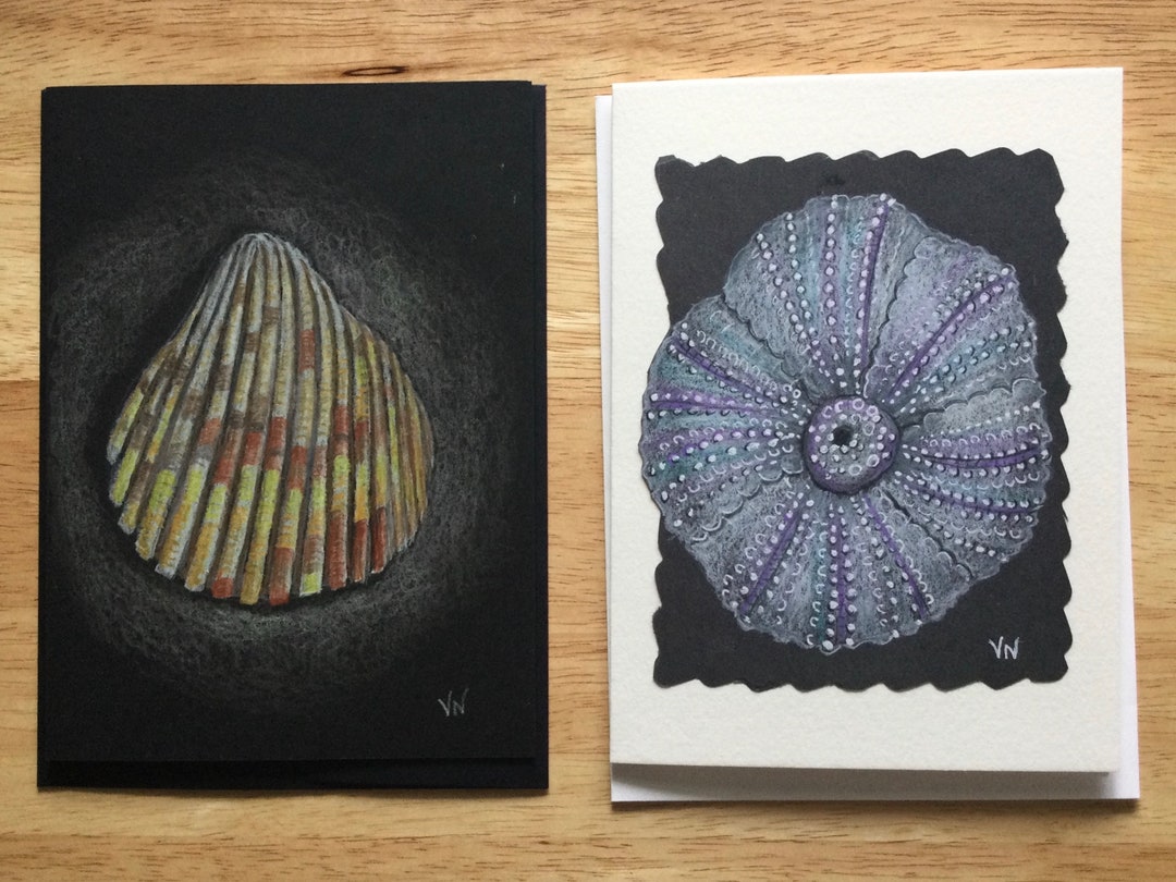 Sea Shell Cards Mixed Media Original 2 5x7 Note Cards - Etsy