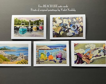 Beach Life Art Card Set: 5 Photo Prints of Original Paintings