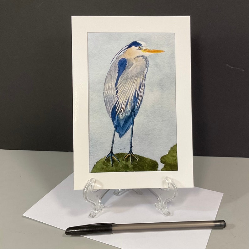 HERON CARDS 5 Card Collection, Photo Prints of Original Art, Mounted on 5x7 Cards, All Occasion Greetings, Could be Framed image 2