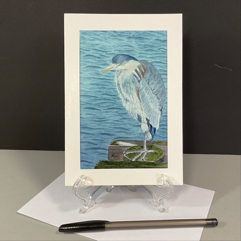 HERON CARDS 5 Card Collection, Photo Prints of Original Art, Mounted on 5x7 Cards, All Occasion Greetings, Could be Framed image 6