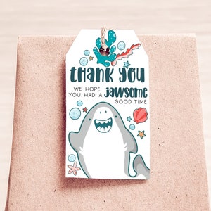 Shark Party Favor Tag | Beach Thank You | Pool Birthday | Shark Gift Tag | Gift Tag Ocean Digital Download Printable S-H 2