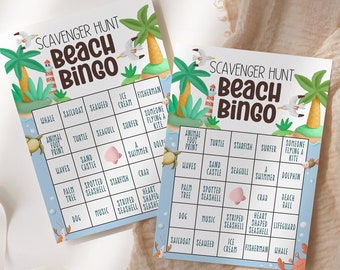 Beach Scavenger Hunt Bingo Game | Shark Birthday Party | Ocean Sea Birthday | Classroom Field Trip | Teach | Zoo Game | Editable Print 102