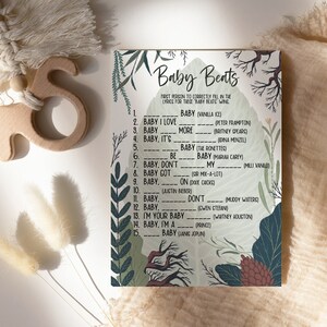 Baby Shower Baby Beats Gioco Natura / Nome che melodia Attività Baby Shower / Canzone Bosco Verde Foglia Woodsy Outdoorsy Stampabile W-O