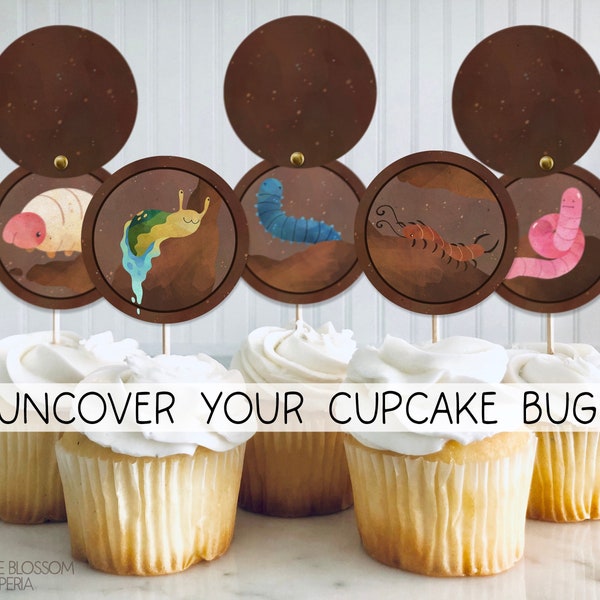 10 Met vuil bedekte Bug Cupcake Topper | Insectenverjaardagsdecor | Griezelig Crawly taart middelpunt | Kid Dessert Verjaardagstaart | Download afdrukbare 103