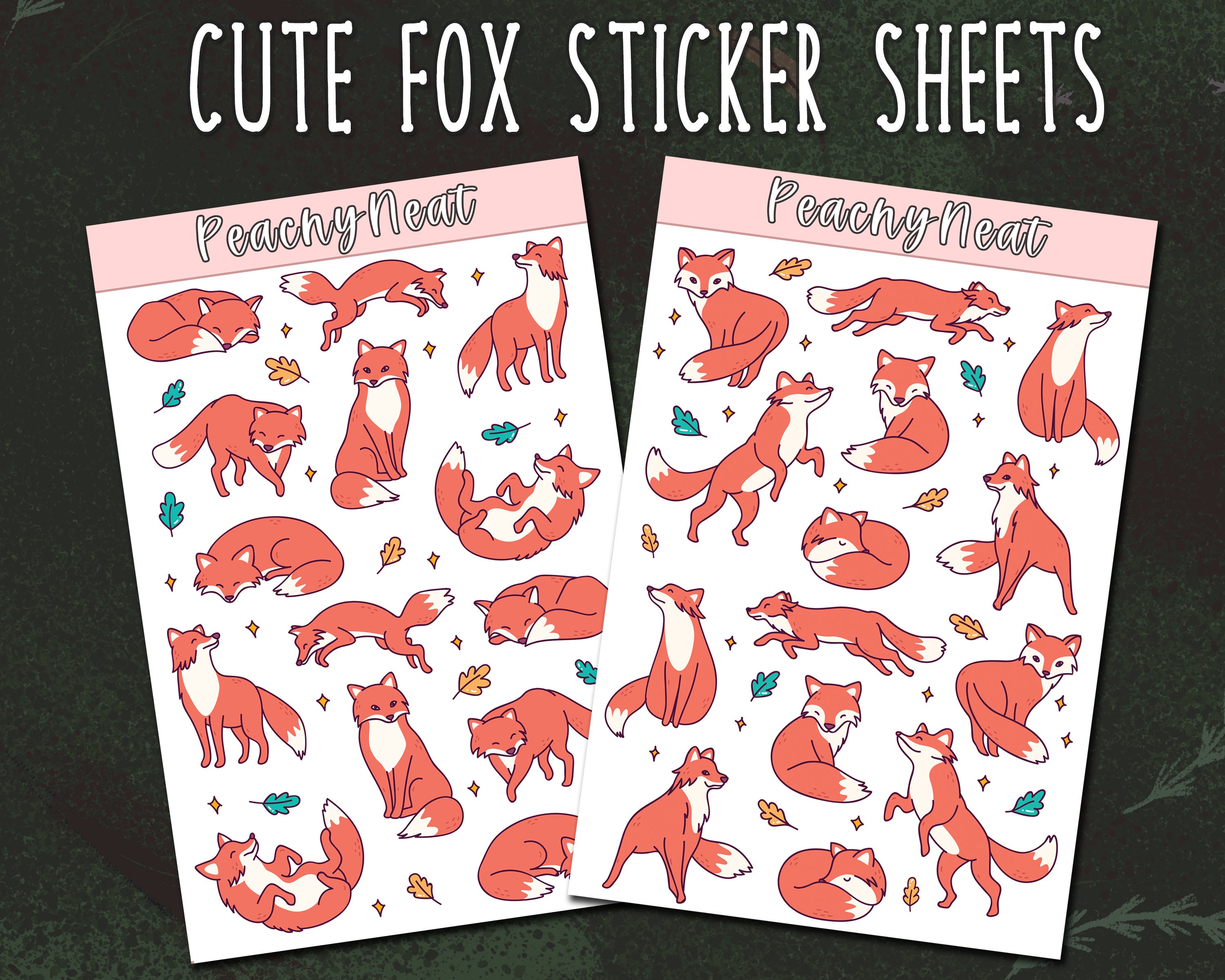 Cute Fox Sticker Sheets Planner Stickers Notebook Diary | Etsy