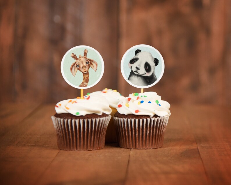 Zoo Animal Cupcake Toppers Safari Birthday Decor Animals Etsy
