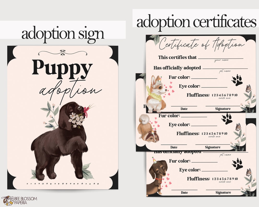 Adopt a Puppy | Puppy Adoption Poster | Dog Pawty | Dog Lover Bday ...