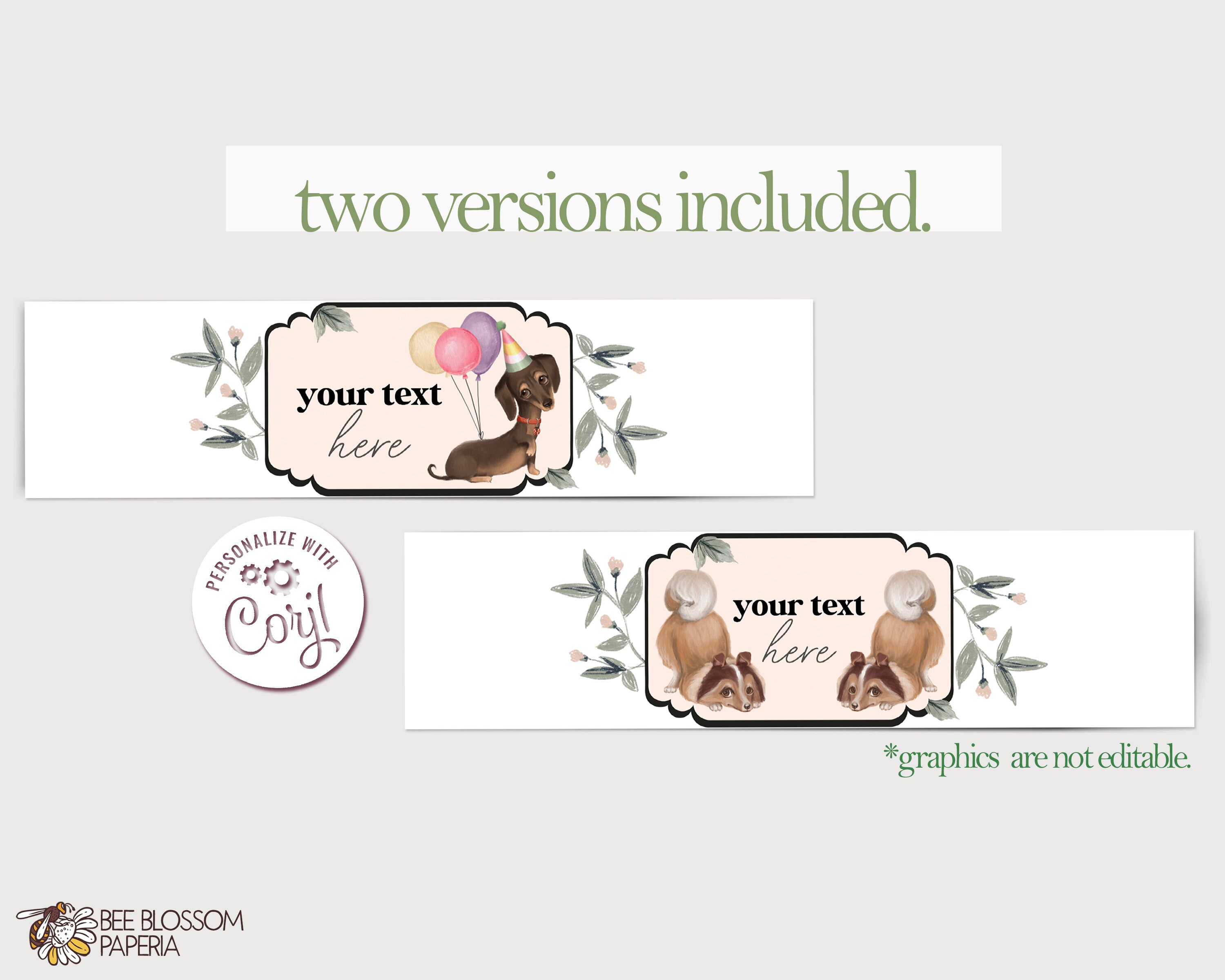 Editable Dog Water Bottle Labels | Dog Birthday Decor | Dog Cake Topper ...