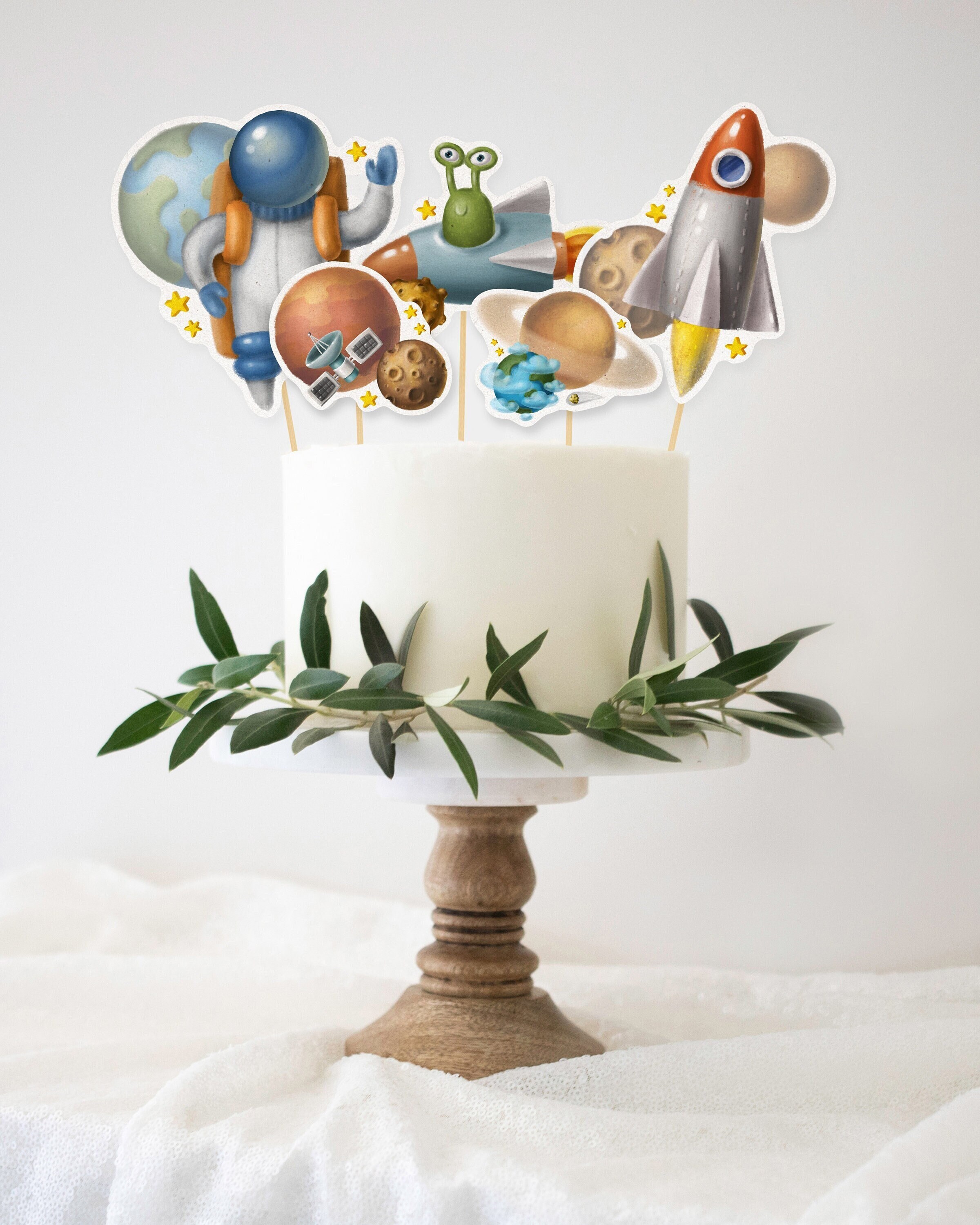 5 Printable Galaxy Birthday Cake Toppers Astronaut Bday Cake ...