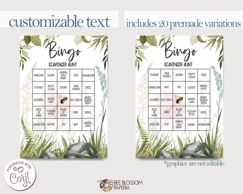 Wildflowers Scavenger Hunt Bingo Game | Birthday Party | Woodland ...