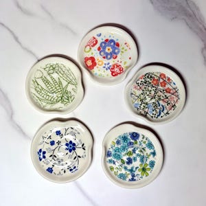 Small Floral Porcelain Teaspoon Rest, Kitchen Decor