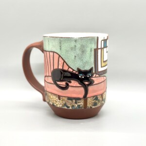 Mid Century Modern Cat Mug (discounted due to "wonky" eyes!)