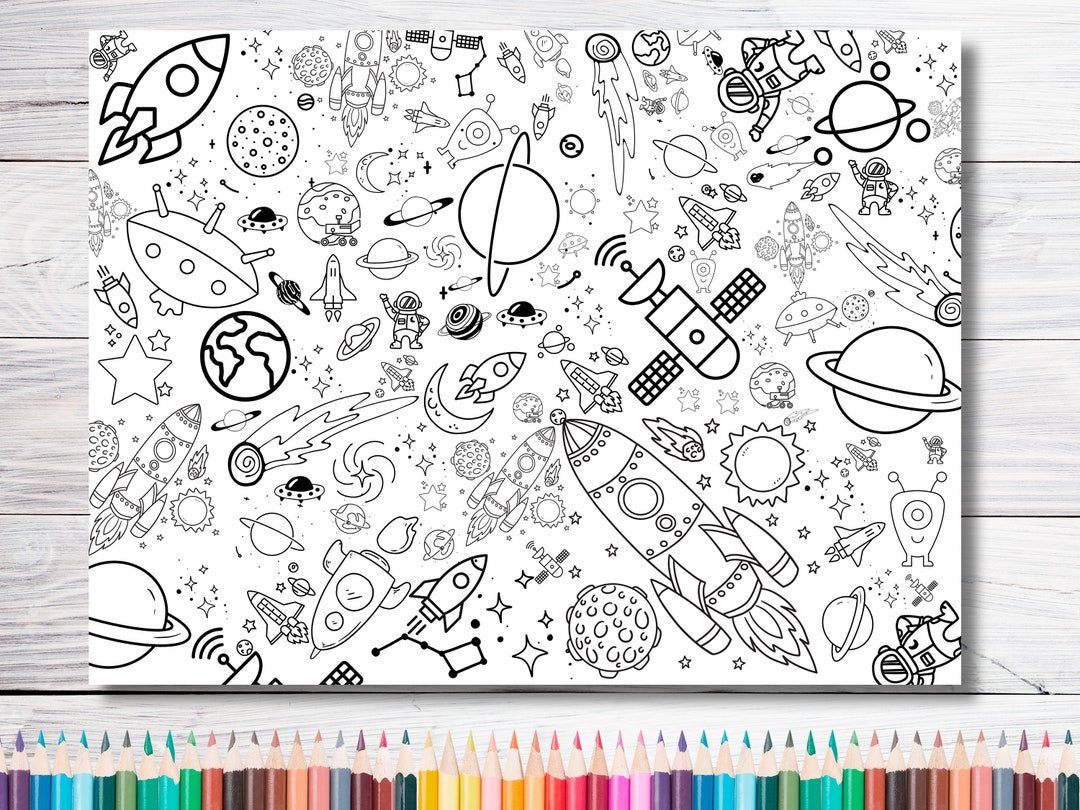 GIANT Coloring Poster | Digital Download | Space Theme | up to 36x48 ...