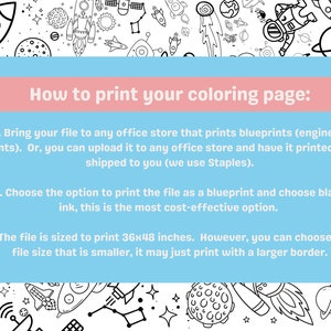 GIANT Coloring Poster | Digital Download | Space Theme | up to 36x48 ...