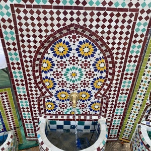 Moroccan mosaic fountain.mosaic tile fountain , indoor water fountain, interior decor , terrace indoor and outdoor decor.