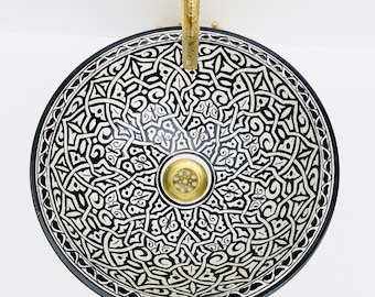 Moroccan sink. Handmade. Moroccan ceramic sink handmade. Moroccan hand painted sink.