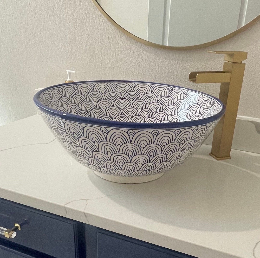 Hand Painted Moroccan Basin. Handmade Moroccan Ceramic Washbasin