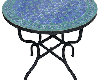 Amazing Moroccan mosaic table, outdoor table, luxury round table, handcrafted table, mosaic tile table, zellige table.