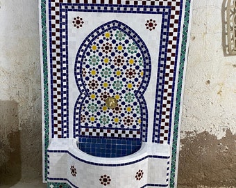 Moroccan mosaic fountain.mosaic tile fountain , indoor water fountain, interior decor , terrace indoor and outdoor decor.