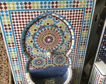 Moroccan mosaic fountain. Mosaic fountain for your garden Or for your interior and exterior. Garden and terrace interior decor.