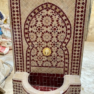 Moroccan mosaic fountain.mosaic tile fountain , indoor water fountain, interior decor , terrace indoor and outdoor decor.