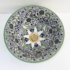 Moroccan ceramic handmade sink basin.washbasin. Moroccan ceramic handmade sink. Moroccan sink. Moroccan hand painted washbasin.