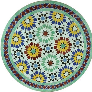Amazing Moroccan mosaic table, outdoor table, luxury round table, handcrafted table, mosaic tile table, zellige table.