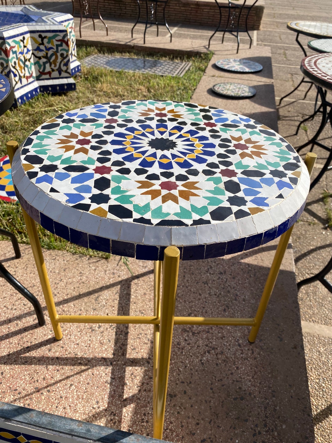 MOSAIC TILE TABLE, Zellige Tile Table, Moroccan Handcrafted Mid