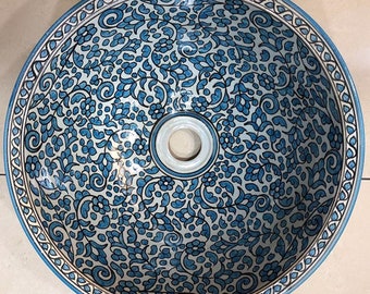 Moroccan sink. Handmade. Handmade Moroccan ceramic basin. hand painted moroccan sink.