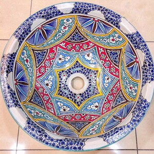 Moroccan ceramic basin handmade. Moroccan sink. Handmade. Moroccan hand painted washbasin.