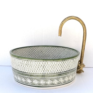 Emerald Ceramic sink,handmade bathroom vessel sink,washbasin for bathroom & kitchen,farmhouse sink,Moroccan sink bowl.handcrafted sink .