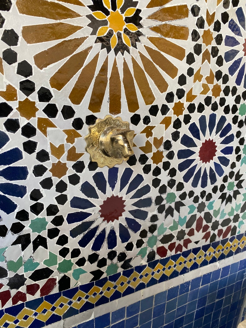 Moroccan mosaic fountain.mosaic tile fountain , indoor water fountain, interior decor , terrace indoor and outdoor decor. image 2