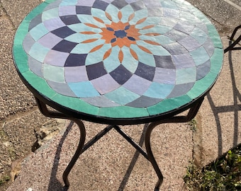 MOSAIC DINING TABLE, Teak Dining Table, Moorish Table, Personalized Mosaic Art coffee  Kitchen Indoor Table, Table Gift. Outdoor table .