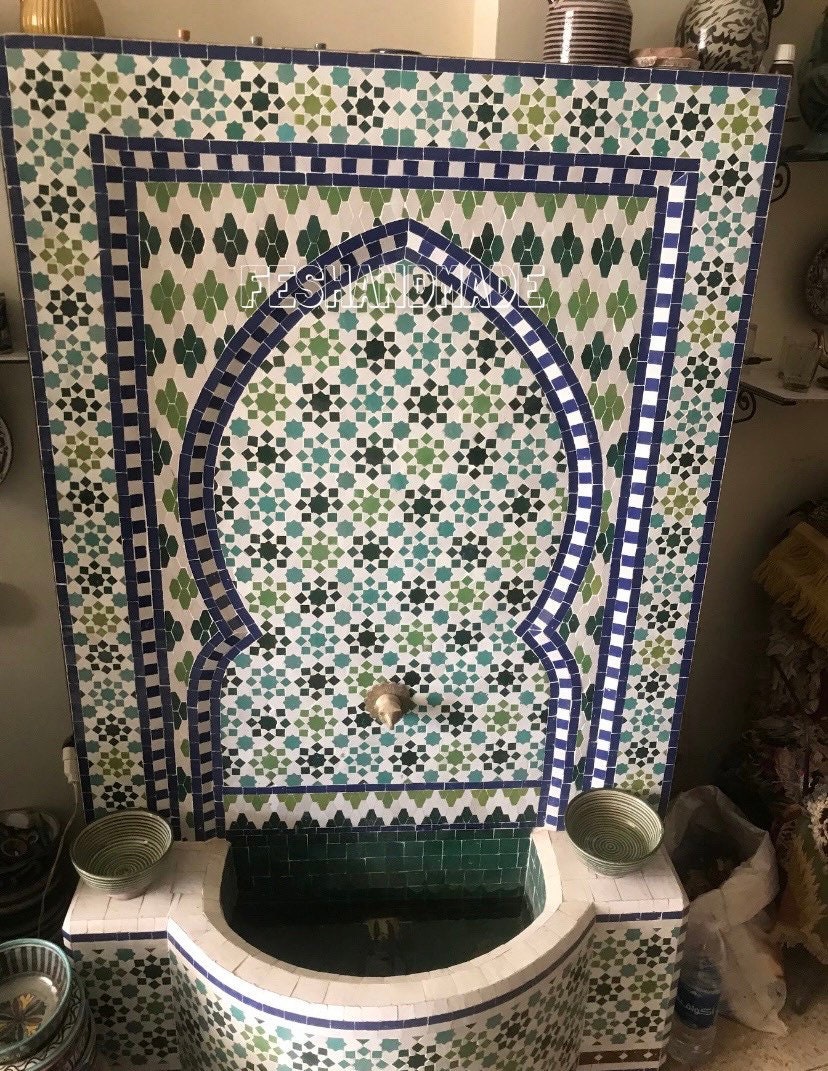 Moroccan Mosaic Fountain. Mosaic Fountain For Your Garden Or Interior & Exterior. Garden Terrace Decor