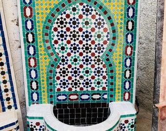 Moroccan mosaic fountain.mosaic tile fountain , indoor water fountain, interior decor , terrace indoor and outdoor decor.