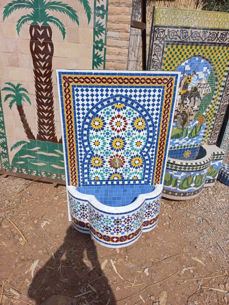 Moroccan mosaic fountain. Mosaic fountain for your garden Or for your interior and exterior. Garden and terrace interior decor. image 3