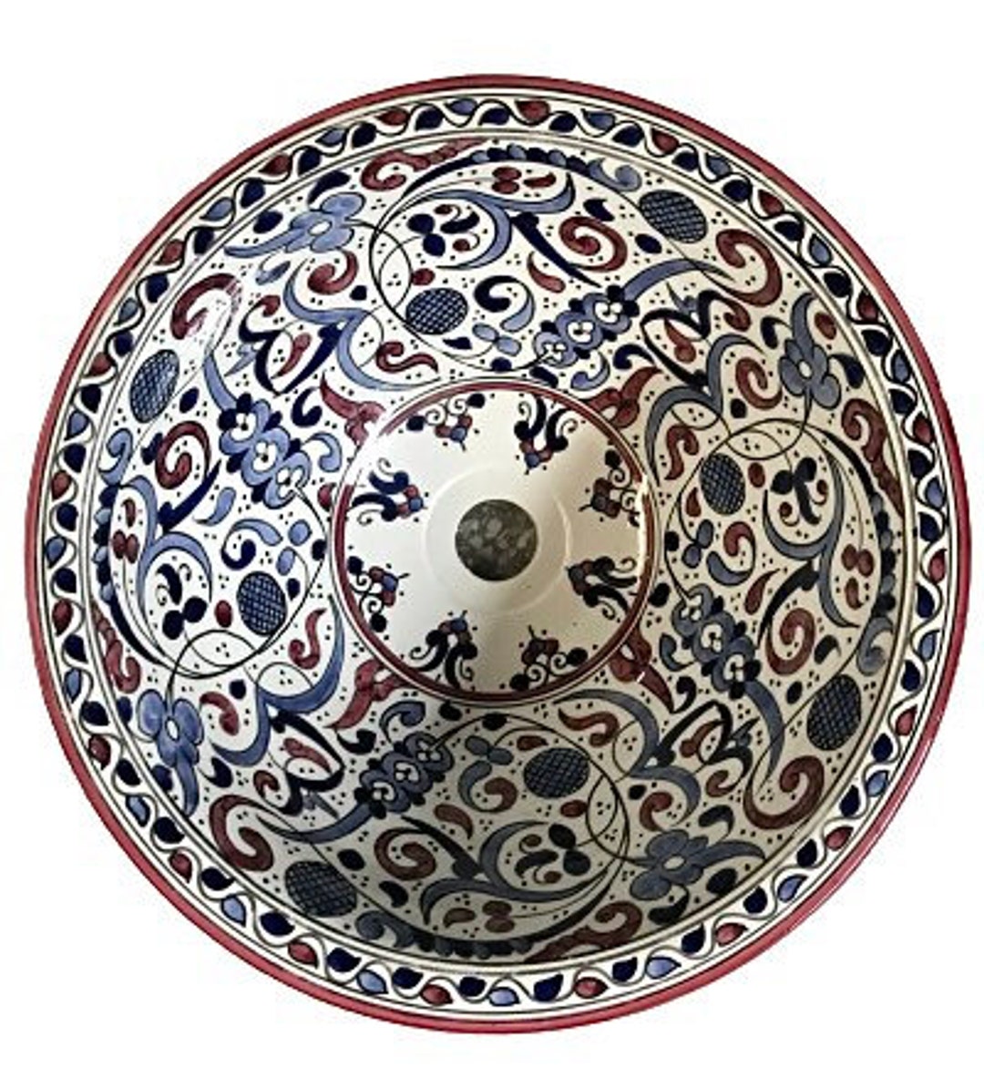 Moroccan Ceramic Handmade Sink Basin. Wash Basin. Moroccan Handmade Ceramic Basin. Moroccan Sink