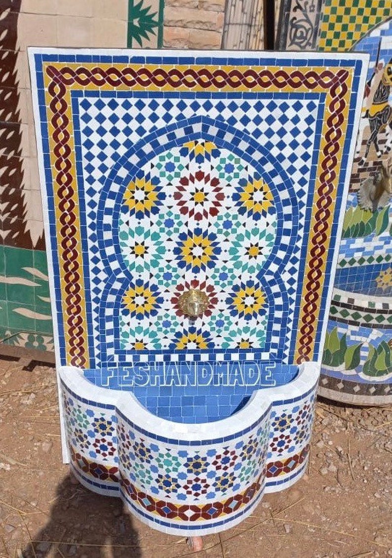 Moroccan mosaic fountain. Mosaic fountain for your garden Or for your interior and exterior. Garden and terrace interior decor. image 6