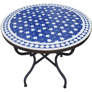 Amazing Moroccan mosaic table, outdoor table, luxury round table, handcrafted table, mosaic tile table, zellige table.
