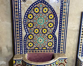 Moroccan mosaic fountain.mosaic tile fountain , indoor water fountain, interior decor , terrace indoor and outdoor decor.