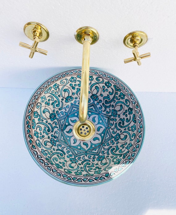 Green Ceramic Bathroom Sinkhandmade Bathroom Vessel Etsy