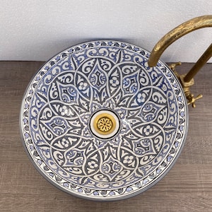 GREY Ceramic sink,handmade bathroom vessel sink,washbasin for bathroom & kitchen,farmhouse sink,Moroccan sink bowl.handcrafted sink .