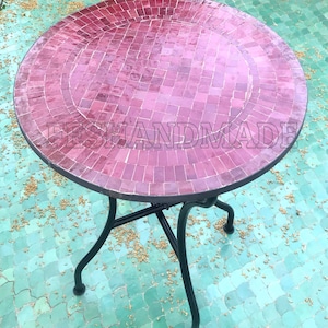 Amazing Moroccan mosaic table, outdoor table, luxury round table, handcrafted table, mosaic tile table, zellige table.