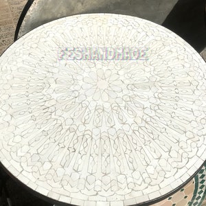 Amazing Moroccan mosaic table, outdoor table, luxury round table, handcrafted table, mosaic tile table, zellige table.